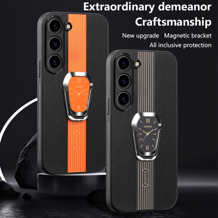 For Samsung Galaxy S23+ 5G Magnetic Litchi Leather Back Phone Case with Holder(Green)