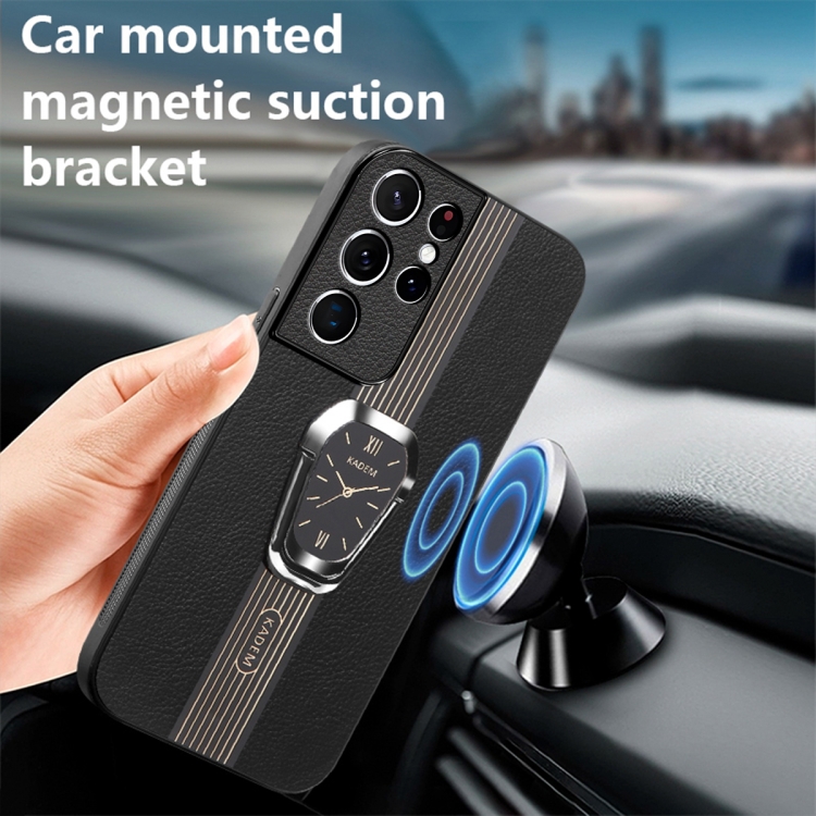 For Samsung Galaxy S21 Ultra 5G Magnetic Litchi Leather Back Phone Case with Holder(Black) For Samsung Galaxy S21 Ultra 5G Magnetic Litchi Leather Back Phone Case with Holder(Black)