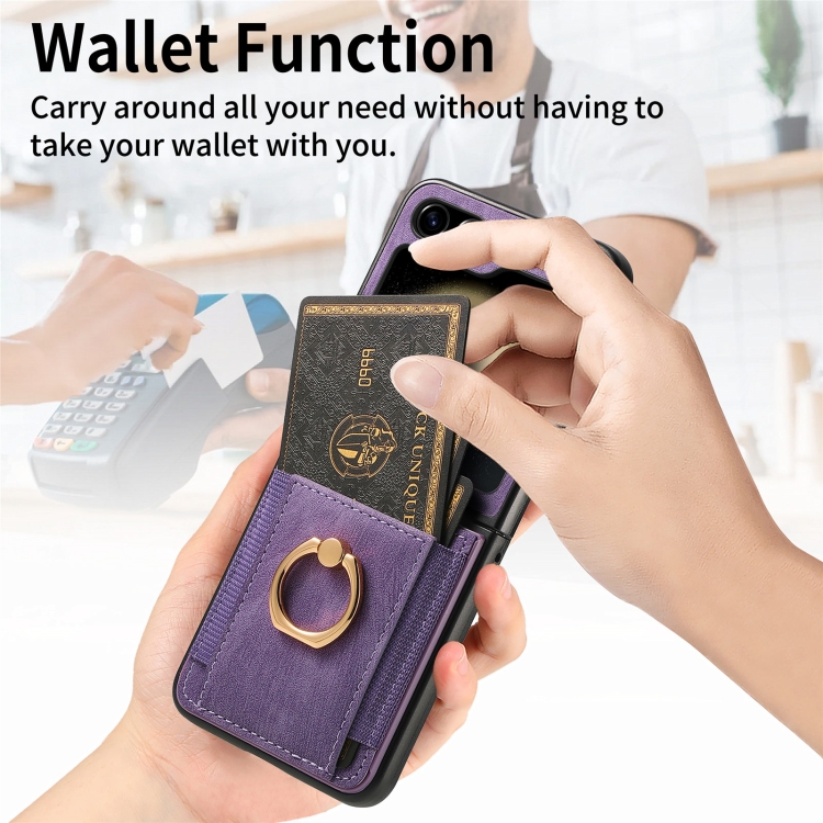For Samsung Galaxy Z Flip6 5G Retro Skin-feel Ring Multi-card Wallet Phone Case(Purple) For Samsung Galaxy Z Flip6 5G Retro Skin-feel Ring Multi-card Wallet Phone Case(Purple)