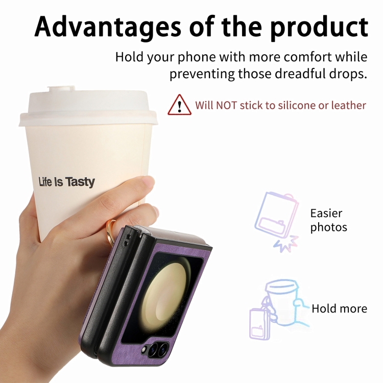 For Samsung Galaxy Z Flip6 5G Retro Skin-feel Ring Multi-card Wallet Phone Case(Purple) For Samsung Galaxy Z Flip6 5G Retro Skin-feel Ring Multi-card Wallet Phone Case(Purple)