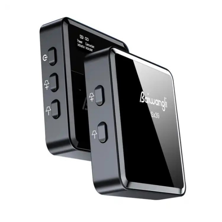 SX39 para iPhone Lavalier Micrófono inalámbrico de reducción de ruido con transmisor dual + receptor - 1