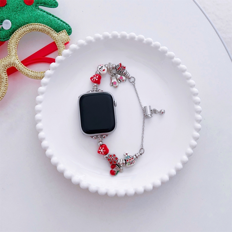 For Apple Watch Series 45mm Zinc Alloy Christmas Watch Band(Pink)