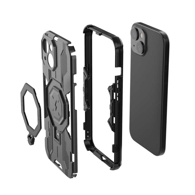 For iPhone 15 Supersonic Armor Holder PC Hybrid TPU Phone Case(Blue) For iPhone 15 Supersonic Armor Holder PC Hybrid TPU Phone Case(Blue)
