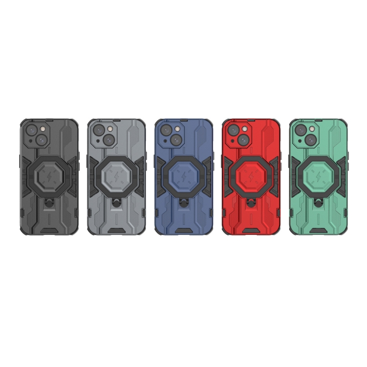 For iPhone 15 Supersonic Armor Holder PC Hybrid TPU Phone Case(Blue) For iPhone 15 Supersonic Armor Holder PC Hybrid TPU Phone Case(Blue)