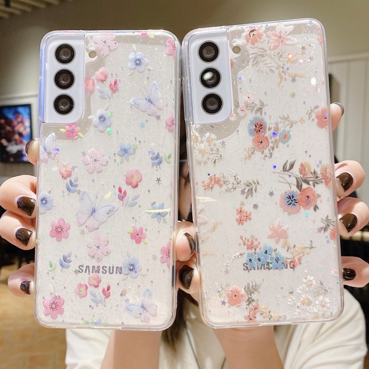 Para Samsung Galaxy S24 5G Caja de teléfono de TPU epoxi floral pequeña y fresca (D06 Amor de mariposa) - B2