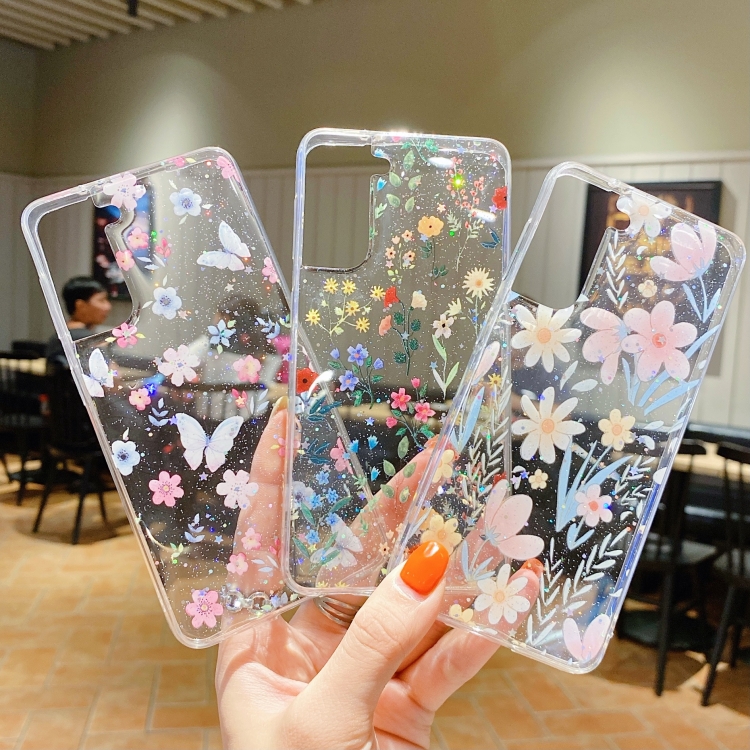 Para Samsung Galaxy S24 5G Caja de teléfono de TPU epoxi floral pequeña y fresca (D06 Amor de mariposa) - B3