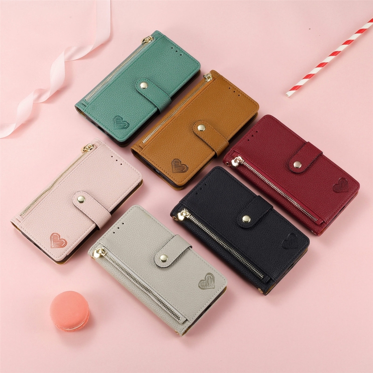For Samsung Galaxy S24 Ultra 5G Love Zipper Lanyard Leather Phone Case(Gray) For Samsung Galaxy S24 Ultra 5G Love Zipper Lanyard Leather Phone Case(Gray)