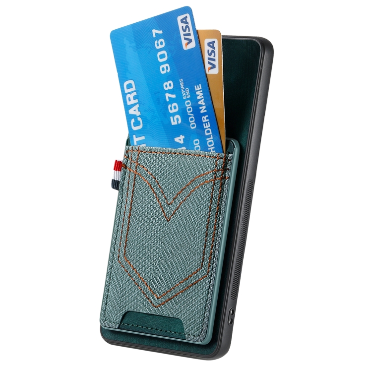 For Samsung Galaxy S24 Ultra 5G Denim Texture Leather Skin Phone Case with Card Slot(Green) For Samsung Galaxy S24 Ultra 5G Denim Texture Leather Skin Phone Case with Card Slot(Green)