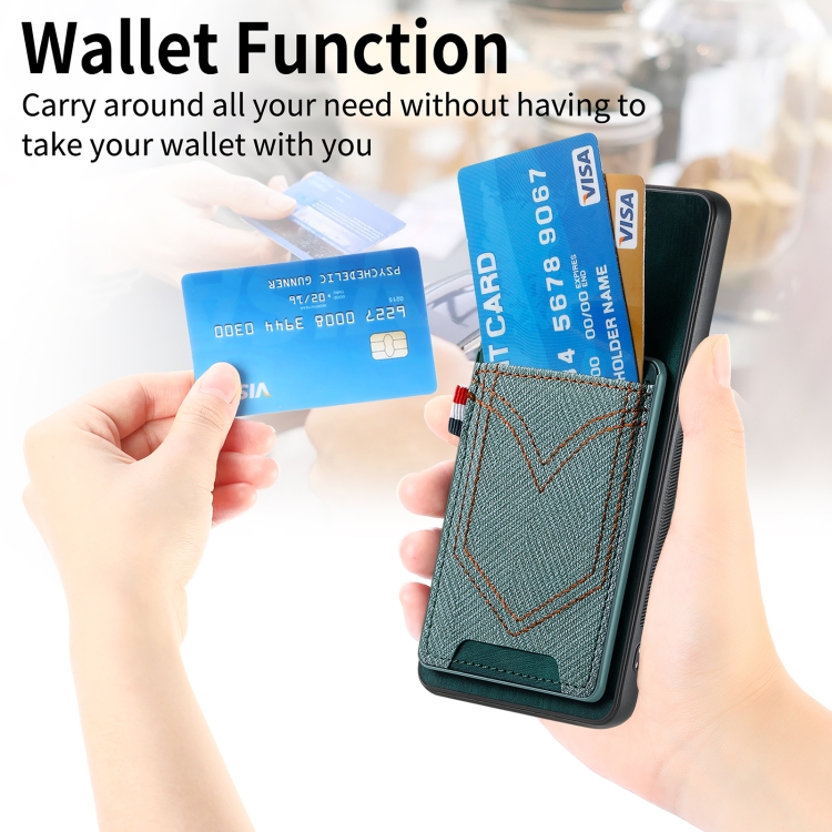 For Samsung Galaxy S24 Ultra 5G Denim Texture Leather Skin Phone Case with Card Slot(Green) For Samsung Galaxy S24 Ultra 5G Denim Texture Leather Skin Phone Case with Card Slot(Green)