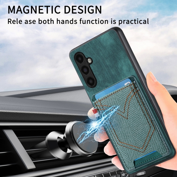 For Samsung Galaxy S24 Ultra 5G Denim Texture Leather Skin Phone Case with Card Slot(Green) For Samsung Galaxy S24 Ultra 5G Denim Texture Leather Skin Phone Case with Card Slot(Green)