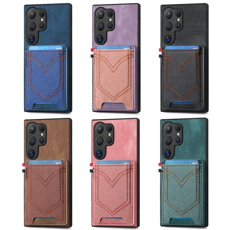For Samsung Galaxy S25 5G Denim Texture Leather Skin Phone Case with Card Slot(Black) For Samsung Galaxy S25 5G Denim Texture Leather Skin Phone Case with Card Slot(Black)