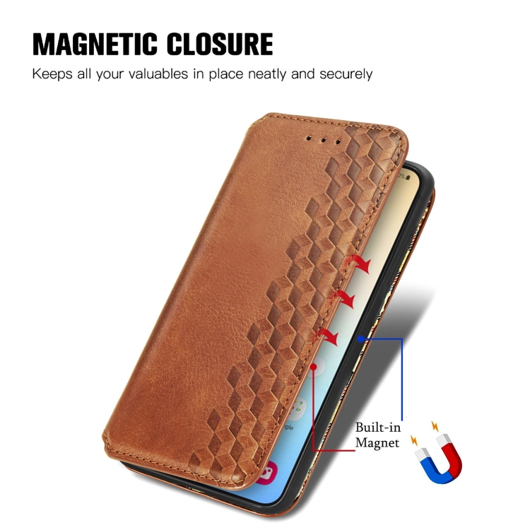 For Samsung Galaxy S25 5G Cubic Grid Pressed Magnetic Leather Phone Case(Brown) For Samsung Galaxy S25 5G Cubic Grid Pressed Magnetic Leather Phone Case(Brown)