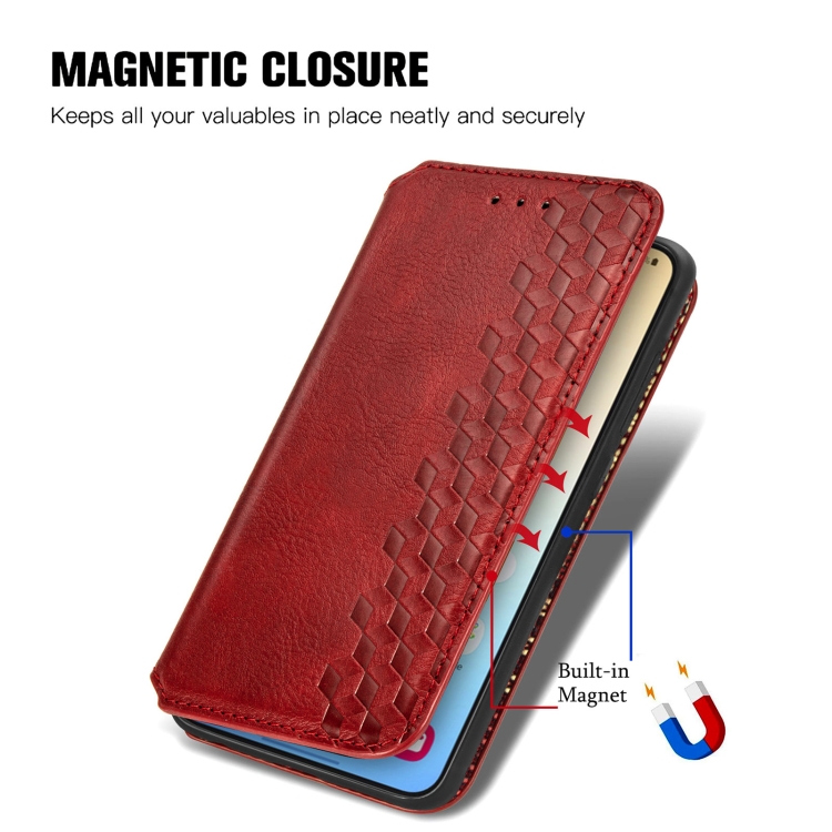 For Samsung Galaxy S25+ 5G Cubic Grid Pressed Magnetic Leather Phone Case(Red) For Samsung Galaxy S25+ 5G Cubic Grid Pressed Magnetic Leather Phone Case(Red)