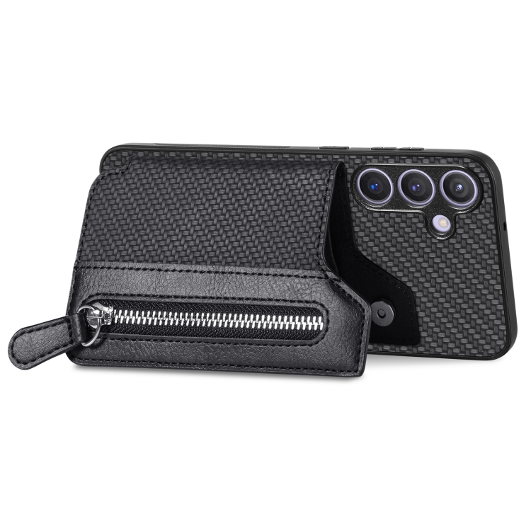 For Samsung Galaxy S24 5G Carbon Fiber Horizontal Flip Zipper Wallet Phone Case(Black) For Samsung Galaxy S24 5G Carbon Fiber Horizontal Flip Zipper Wallet Phone Case(Black)