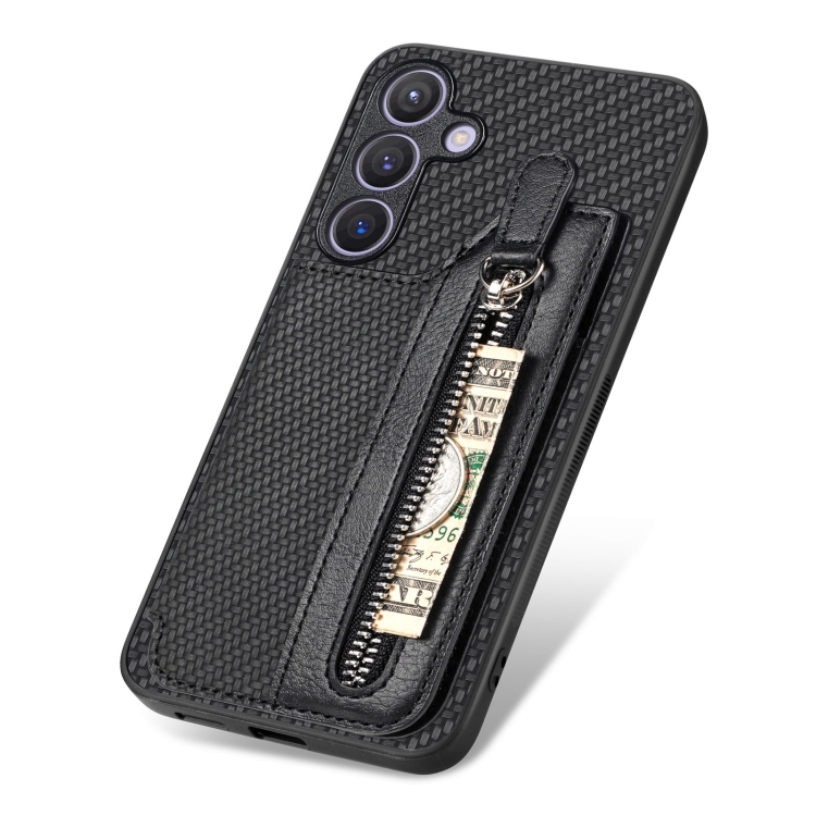 For Samsung Galaxy S24 5G Carbon Fiber Horizontal Flip Zipper Wallet Phone Case(Black) For Samsung Galaxy S24 5G Carbon Fiber Horizontal Flip Zipper Wallet Phone Case(Black)