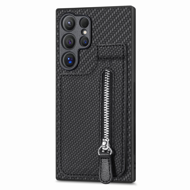For Samsung Galaxy S24 Ultra 5G Carbon Fiber Vertical Flip Zipper Phone Case(Black) For Samsung Galaxy S24 Ultra 5G Carbon Fiber Vertical Flip Zipper Phone Case(Black)