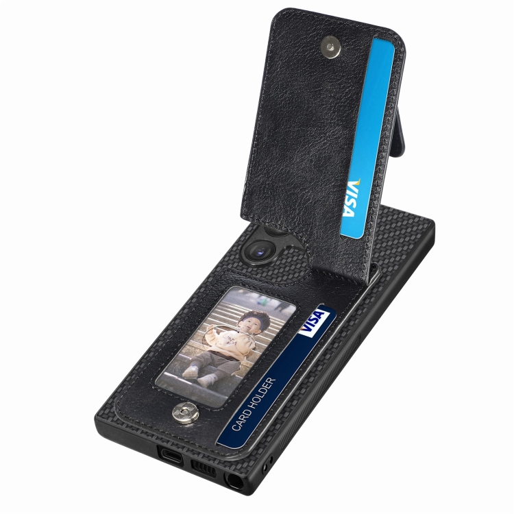 For Samsung Galaxy S24 Ultra 5G Carbon Fiber Vertical Flip Zipper Phone Case(Black) For Samsung Galaxy S24 Ultra 5G Carbon Fiber Vertical Flip Zipper Phone Case(Black)