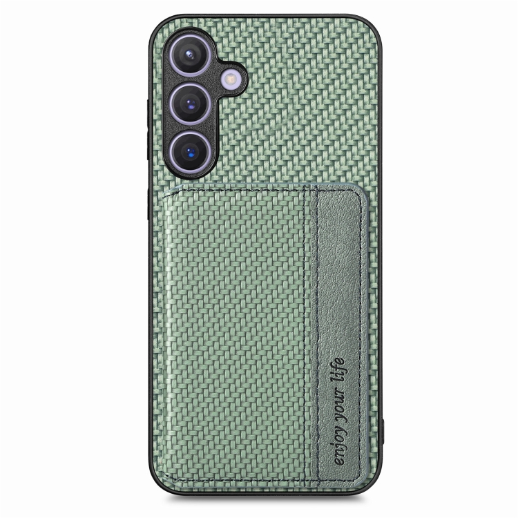 For Samsung Galaxy S24 5G Carbon Fiber Magnetic Card Wallet RFID Blocking Phone Case(Green) For Samsung Galaxy S24 5G Carbon Fiber Magnetic Card Wallet RFID Blocking Phone Case(Green)