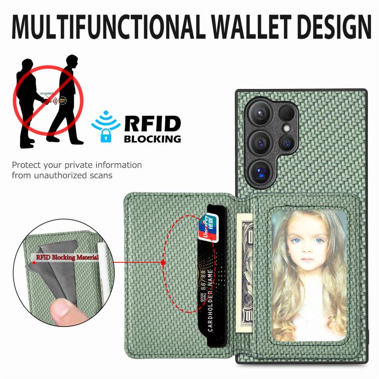 For Samsung Galaxy S25 Ultra 5G Carbon Fiber Magnetic Card Wallet RFID Blocking Phone Case(Black) For Samsung Galaxy S25 Ultra 5G Carbon Fiber Magnetic Card Wallet RFID Blocking Phone Case(Black)