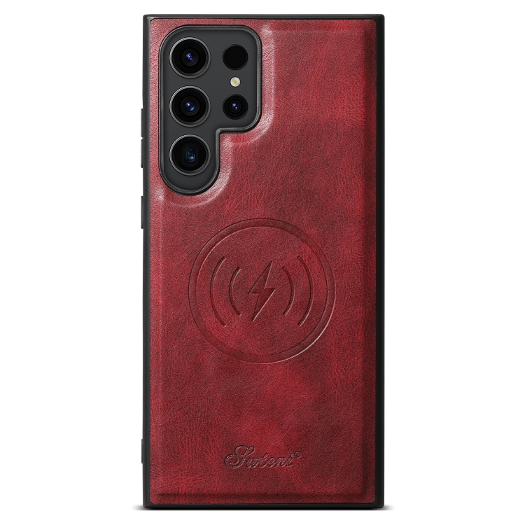 For Samsung Galaxy S22 Ultra 5G Suteni H15 Oil Eax Leather Detachable Wallet Back Phone Case(Red) For Samsung Galaxy S22 Ultra 5G Suteni H15 Oil Eax Leather Detachable Wallet Back Phone Case(Red)