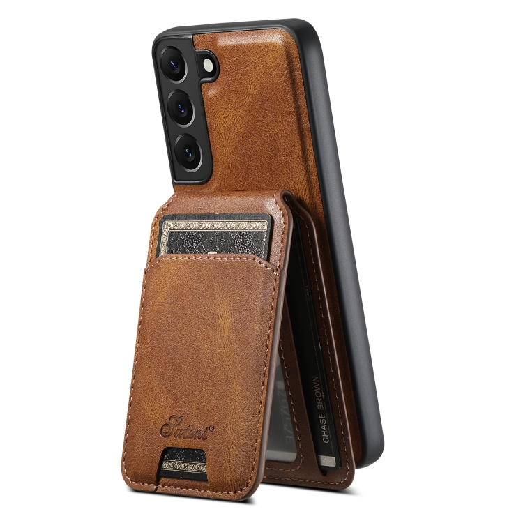 For Samsung Galaxy S22 5G Suteni H15 Oil Eax Leather Detachable Wallet Back Phone Case(Black) For Samsung Galaxy S22 5G Suteni H15 Oil Eax Leather Detachable Wallet Back Phone Case(Black)