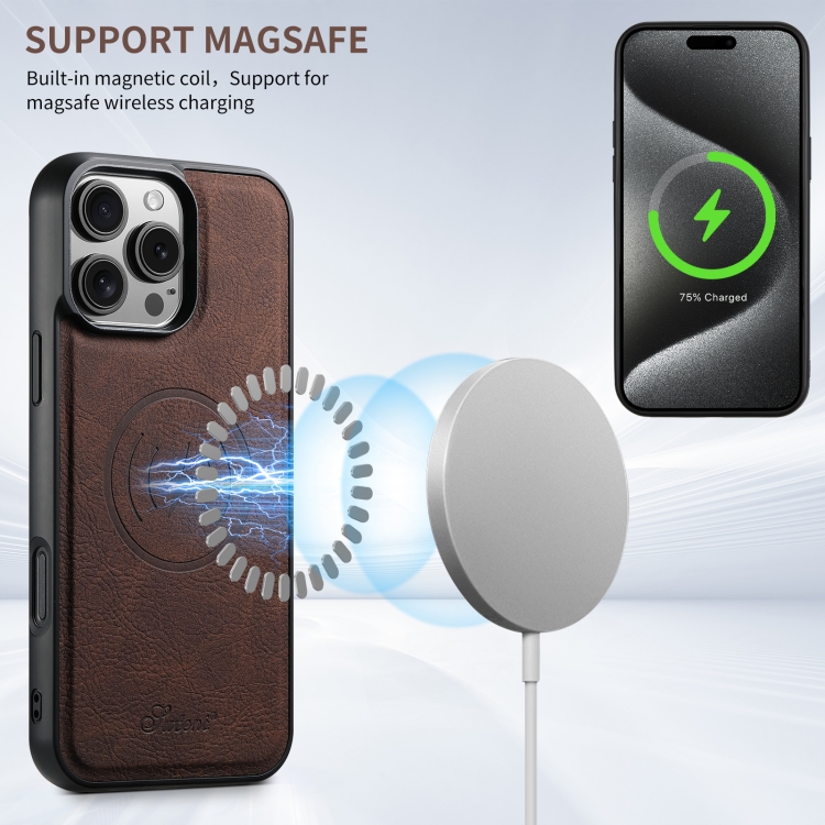 For iPhone 16 Plus Suteni H16 Litchi Texture Leather Detachable Wallet Back Phone Case(Brown) For iPhone 16 Plus Suteni H16 Litchi Texture Leather Detachable Wallet Back Phone Case(Brown)