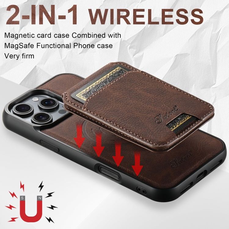 For iPhone 16 Plus Suteni H16 Litchi Texture Leather Detachable Wallet Back Phone Case(Brown) For iPhone 16 Plus Suteni H16 Litchi Texture Leather Detachable Wallet Back Phone Case(Brown)
