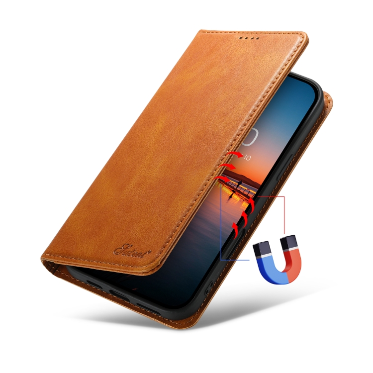 For iPhone 16 Pro Suteni J02 Oil Wax Wallet Leather Phone Case(Khaki) For iPhone 16 Pro Suteni J02 Oil Wax Wallet Leather Phone Case(Khaki)