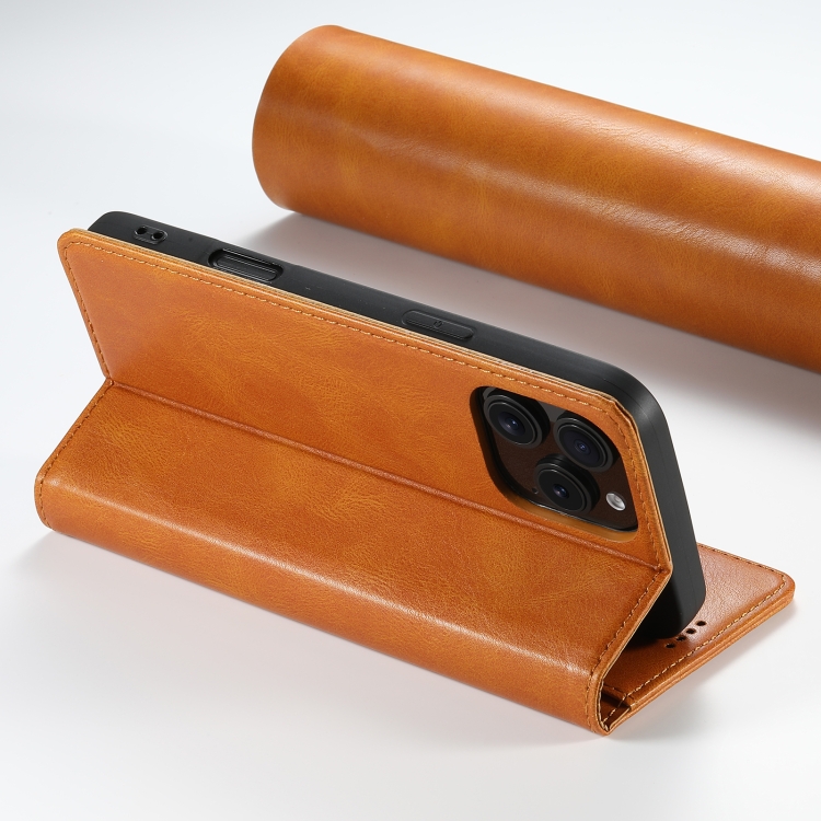 For iPhone 16 Pro Suteni J02 Oil Wax Wallet Leather Phone Case(Khaki) For iPhone 16 Pro Suteni J02 Oil Wax Wallet Leather Phone Case(Khaki)