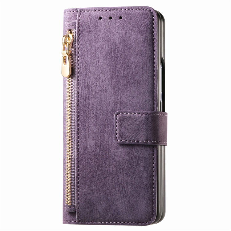 For Samsung Galaxy Z Fold5 5G Retro MagSafe Magnetic Zipper Wallet Leather Phone Case(Purple) For Samsung Galaxy Z Fold5 5G Retro MagSafe Magnetic Zipper Wallet Leather Phone Case(Purple)