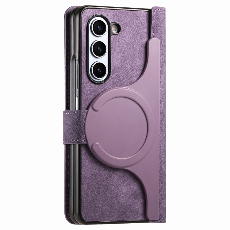 For Samsung Galaxy Z Fold5 5G Retro MagSafe Magnetic Zipper Wallet Leather Phone Case(Purple) For Samsung Galaxy Z Fold5 5G Retro MagSafe Magnetic Zipper Wallet Leather Phone Case(Purple)