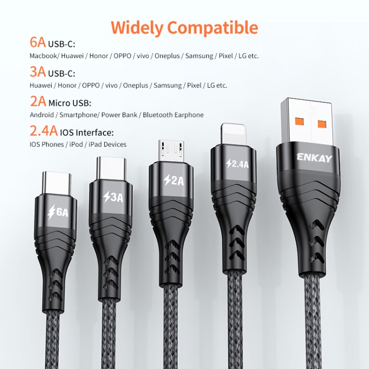 Câble Multi chargeur USB 3.0 vers USB-C / Micro USB / 8 broches