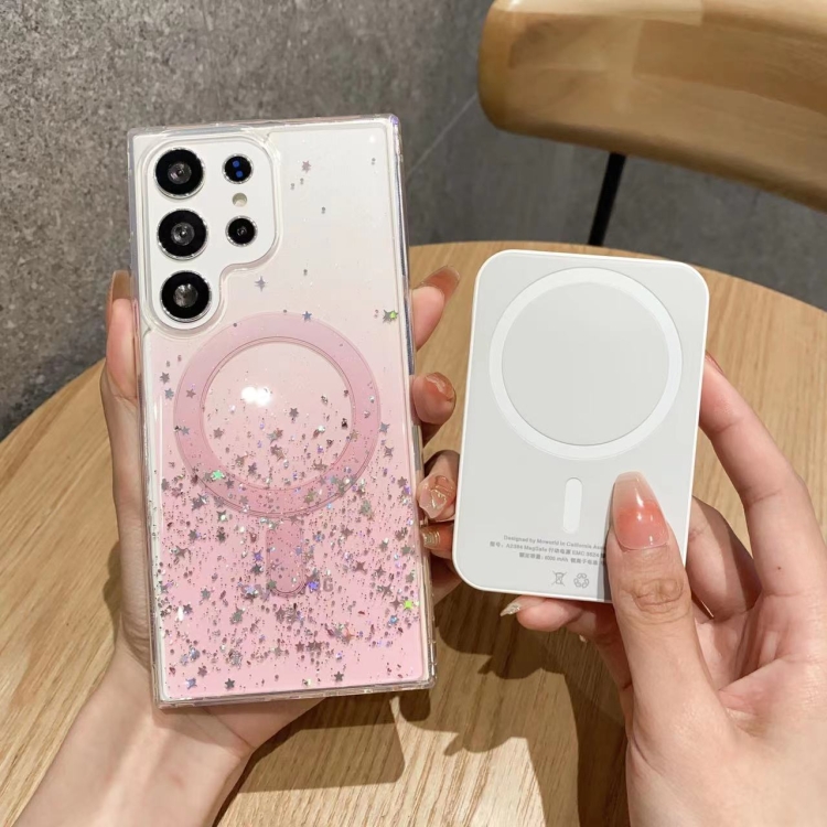 For Samsung Galaxy S22 Ultra 5G MagSafe Glitter Hybrid Clear TPU Phone Case(Purple) For Samsung Galaxy S22 Ultra 5G MagSafe Glitter Hybrid Clear TPU Phone Case(Purple)