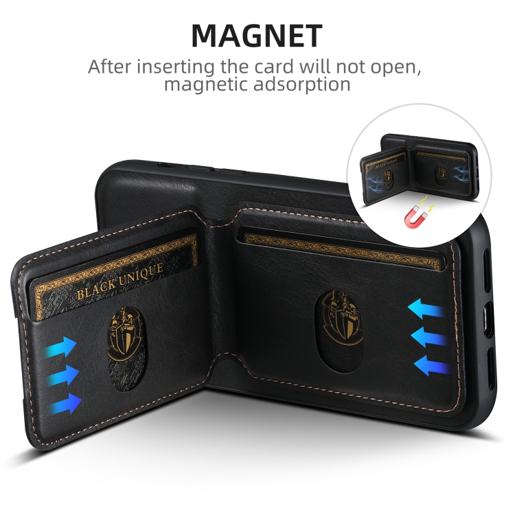 For iPhone 16 Suteni H02 Leather Wallet Stand Back Phone Case(Black) For iPhone 16 Suteni H02 Leather Wallet Stand Back Phone Case(Black)