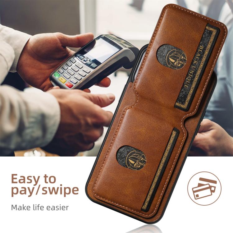 For iPhone 18 Pro Suteni H02 Leather Wallet Stand Back Phone Case(Brown)