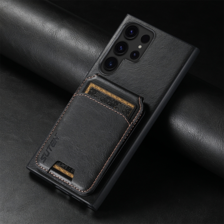 For Samsung Galaxy S23 FE 5G Suteni H02 Leather Wallet Stand Back Phone Case(Black) For Samsung Galaxy S23 FE 5G Suteni H02 Leather Wallet Stand Back Phone Case(Black)