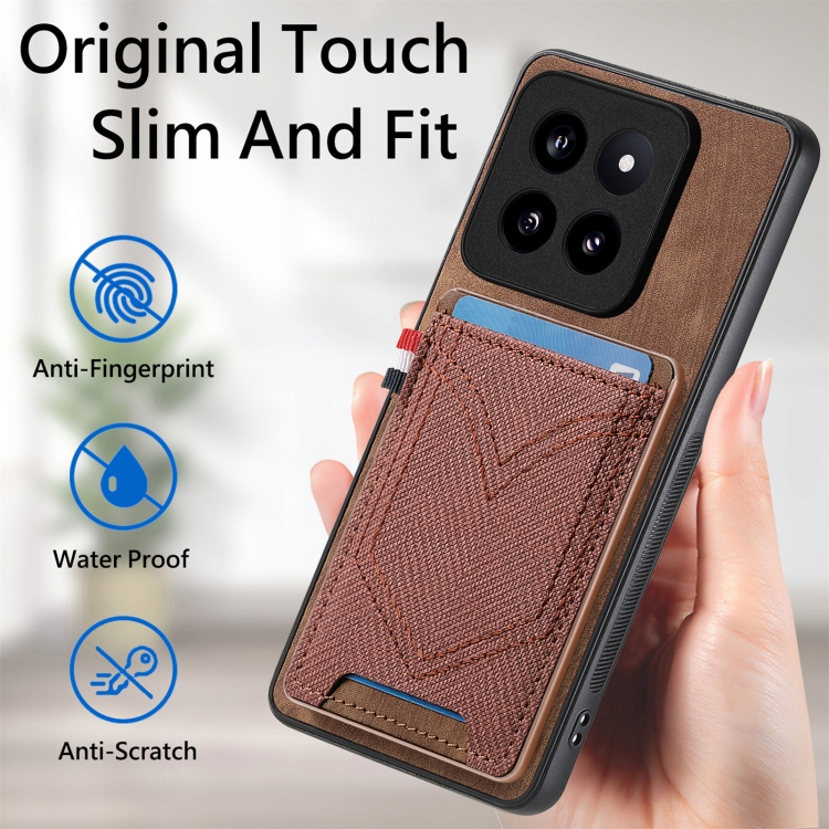 Para Xiaomi 13T / 13T Pro Funda para teléfono con piel de cuero con textura  vaquera y ranura para tarjeta (marrón)