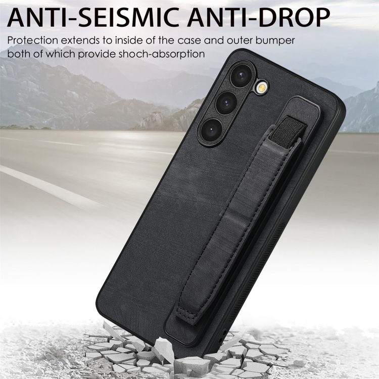 For Samsung Galaxy S23+ 5G Retro Wristband Holder Leather Back Phone Case(Black) For Samsung Galaxy S23+ 5G Retro Wristband Holder Leather Back Phone Case(Black)
