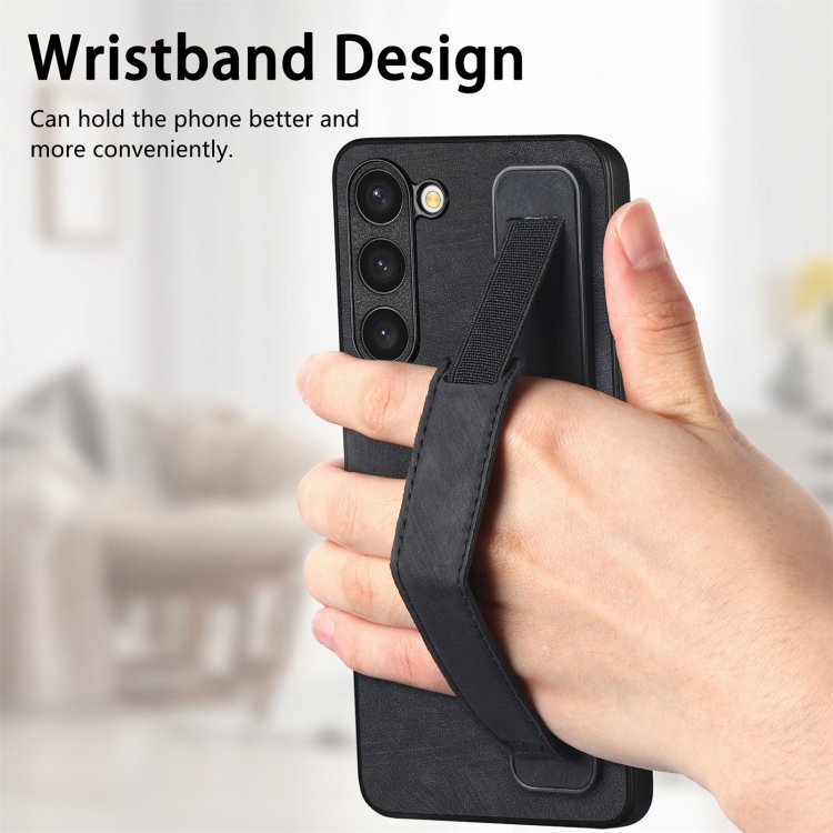 For Samsung Galaxy S23+ 5G Retro Wristband Holder Leather Back Phone Case(Black) For Samsung Galaxy S23+ 5G Retro Wristband Holder Leather Back Phone Case(Black)
