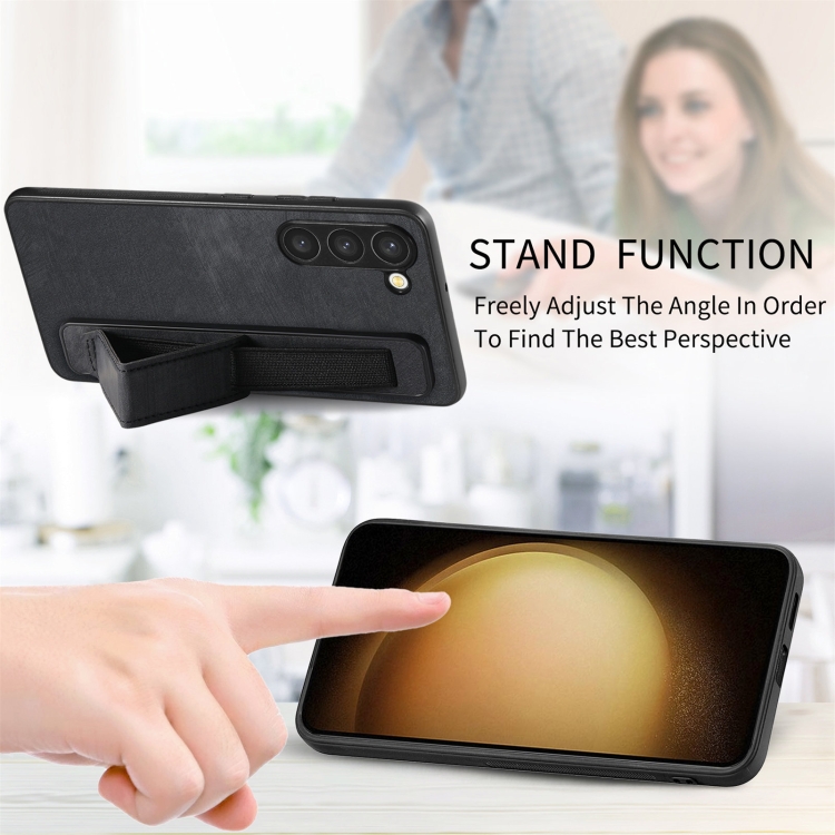 For Samsung Galaxy S23+ 5G Retro Wristband Holder Leather Back Phone Case(Black) For Samsung Galaxy S23+ 5G Retro Wristband Holder Leather Back Phone Case(Black)