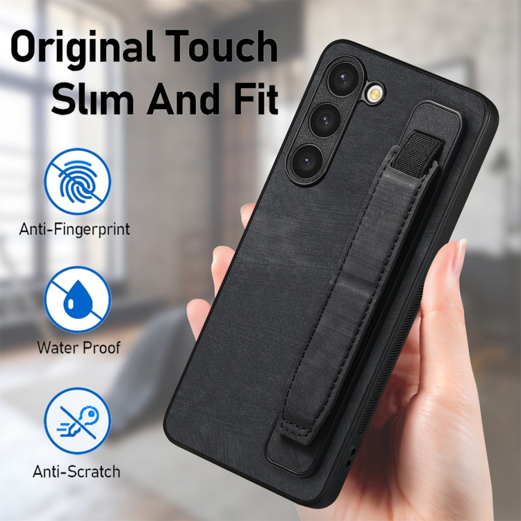 For Samsung Galaxy S23+ 5G Retro Wristband Holder Leather Back Phone Case(Black) For Samsung Galaxy S23+ 5G Retro Wristband Holder Leather Back Phone Case(Black)