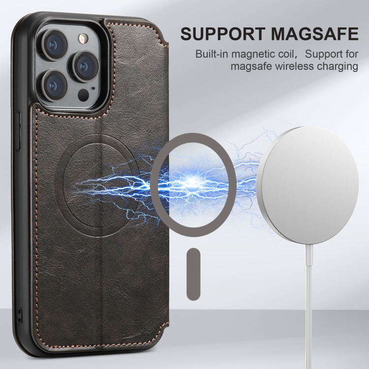 For iPhone 16 Pro Suteni J05 Leather Magnetic MagSafe Phone Case(Black) For iPhone 16 Pro Suteni J05 Leather Magnetic MagSafe Phone Case(Black)