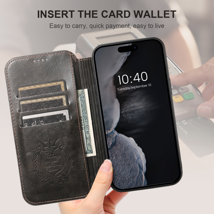 For iPhone 16 Pro Suteni J05 Leather Magnetic MagSafe Phone Case(Black) For iPhone 16 Pro Suteni J05 Leather Magnetic MagSafe Phone Case(Black)