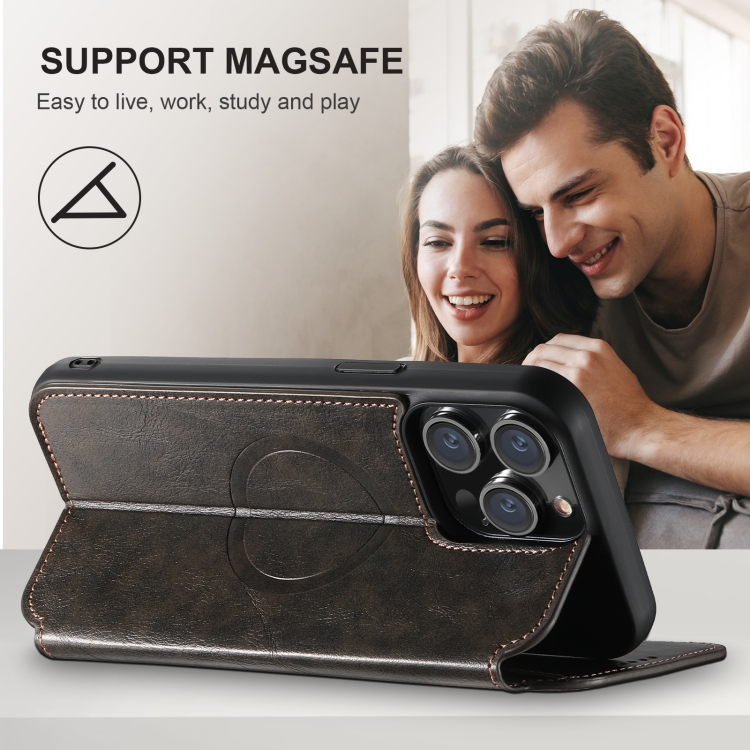 For iPhone 16 Pro Suteni J05 Leather Magnetic MagSafe Phone Case(Black) For iPhone 16 Pro Suteni J05 Leather Magnetic MagSafe Phone Case(Black)