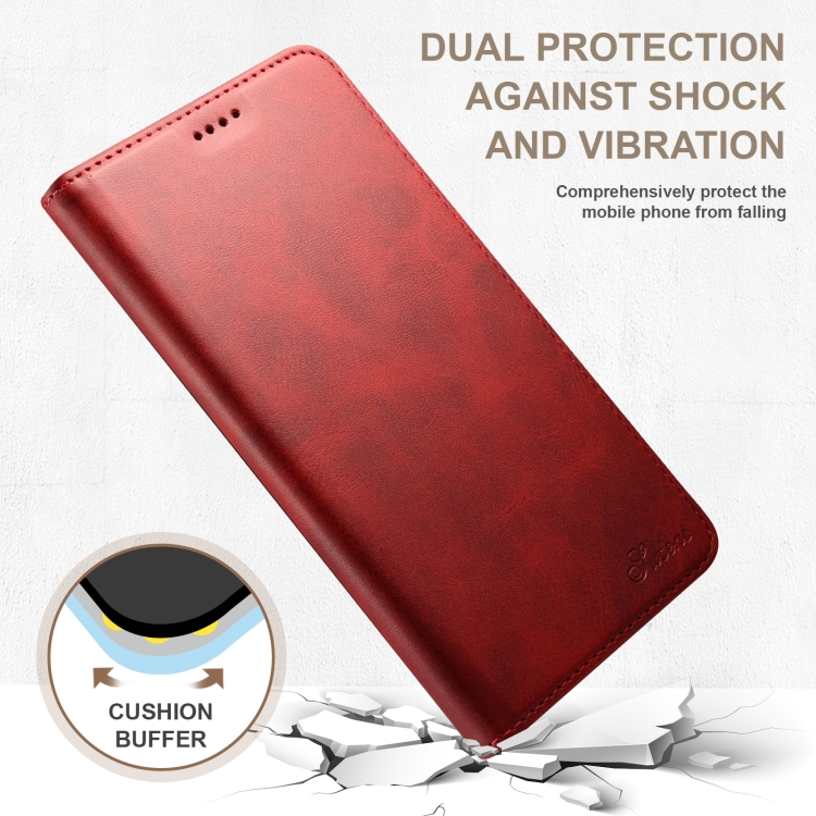 For iPhone 16 Suteni Calf Texture Horizontal Flip Leather Phone Case(Red) For iPhone 16 Suteni Calf Texture Horizontal Flip Leather Phone Case(Red)