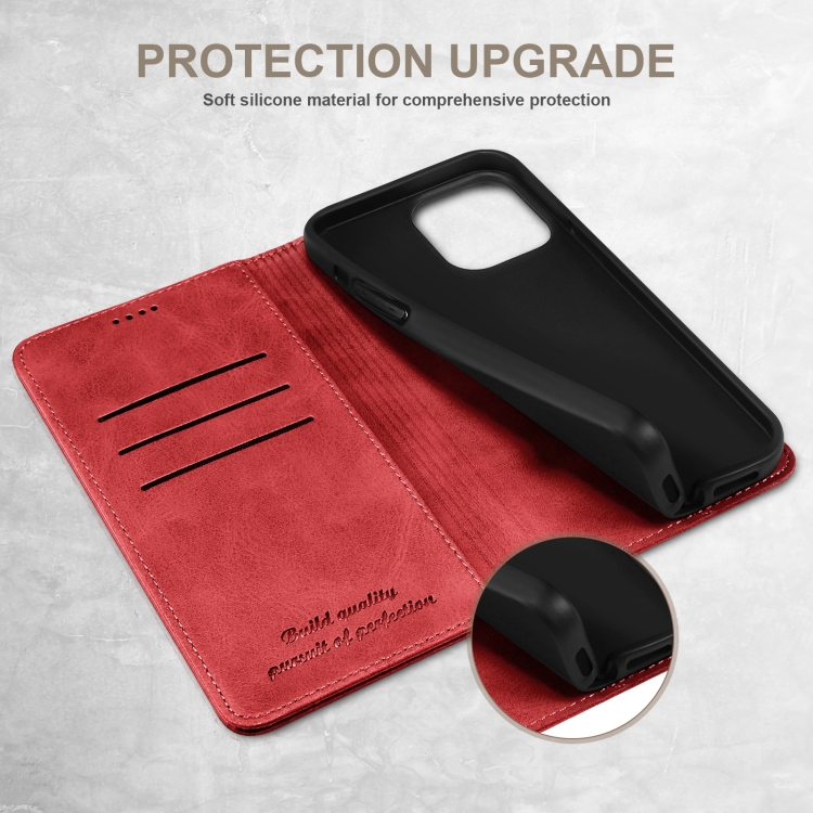 For iPhone 16 Suteni Calf Texture Horizontal Flip Leather Phone Case(Red) For iPhone 16 Suteni Calf Texture Horizontal Flip Leather Phone Case(Red)