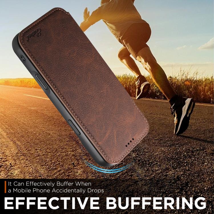 For iPhone 17 Pro Suteni J06 Retro Matte Litchi Texture Leather MagSafe Phone Case(Brown)