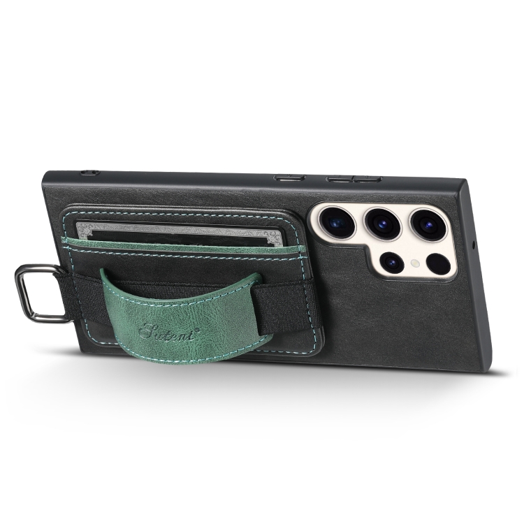 For Samsung Galaxy S24 Ultra 5G Suteni H13 Card Wallet Wrist Strap Holder PU Phone Case(Black) For Samsung Galaxy S24 Ultra 5G Suteni H13 Card Wallet Wrist Strap Holder PU Phone Case(Black)