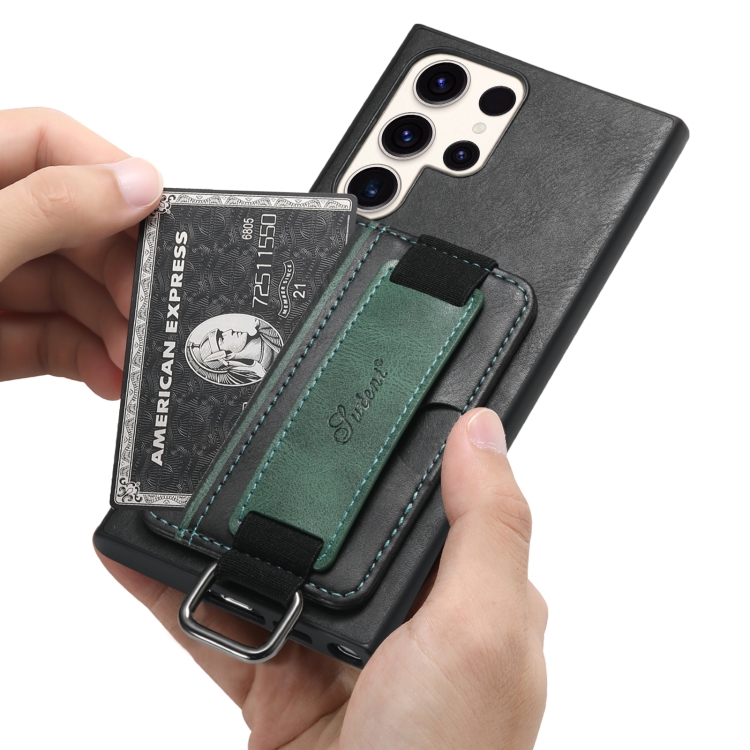For Samsung Galaxy S24 Ultra 5G Suteni H13 Card Wallet Wrist Strap Holder PU Phone Case(Black) For Samsung Galaxy S24 Ultra 5G Suteni H13 Card Wallet Wrist Strap Holder PU Phone Case(Black)