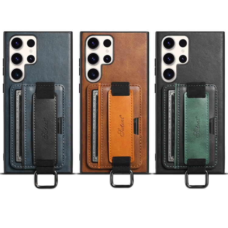 For Samsung Galaxy S24 Ultra 5G Suteni H13 Card Wallet Wrist Strap Holder PU Phone Case(Black) For Samsung Galaxy S24 Ultra 5G Suteni H13 Card Wallet Wrist Strap Holder PU Phone Case(Black)